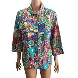 vintage choices shirt jacket womens 1X paisley psychedelic multicolored